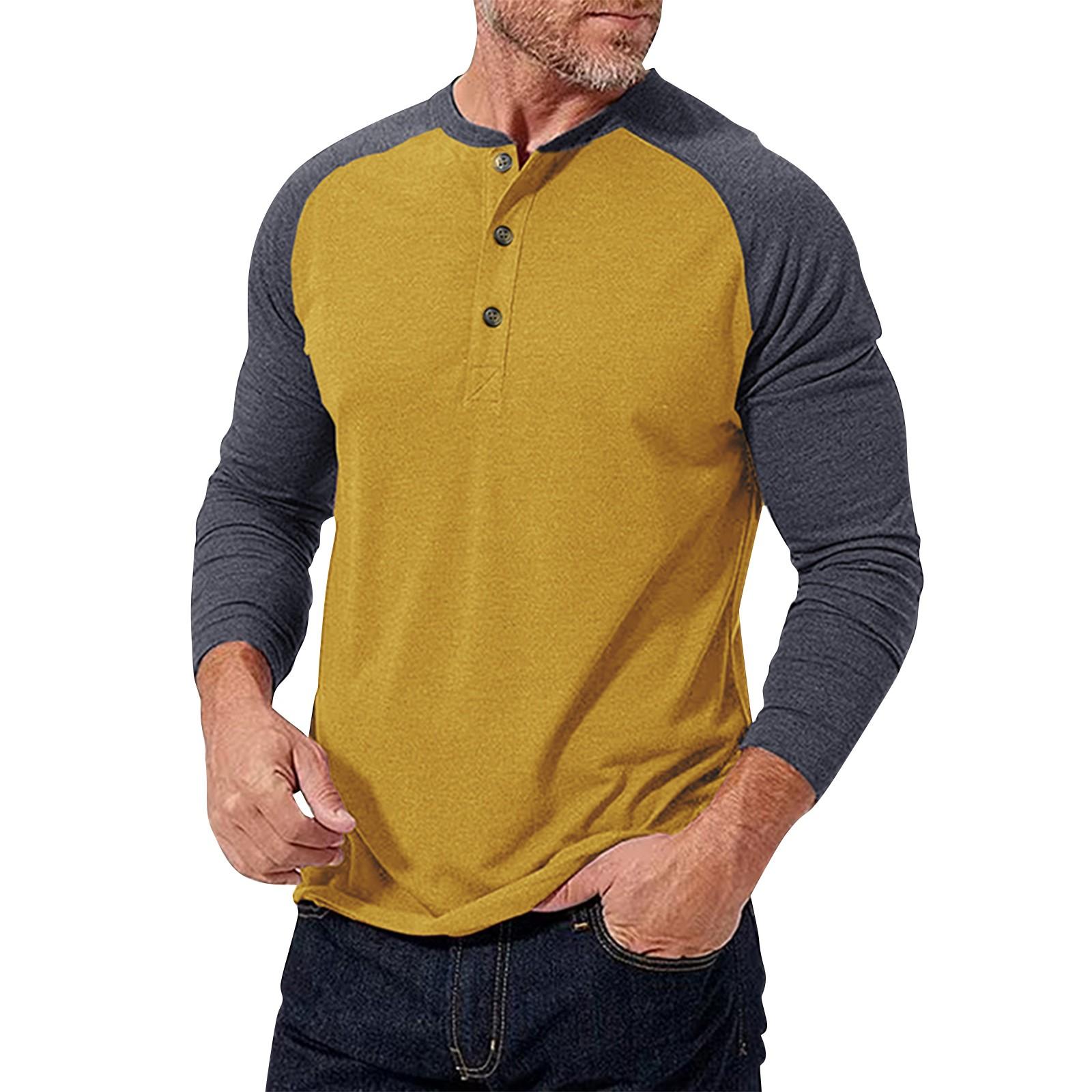 

Мужская рубашка с длинными рукавами и цветными блоками Мужская футболка с круглым вырезом XL жёлтый