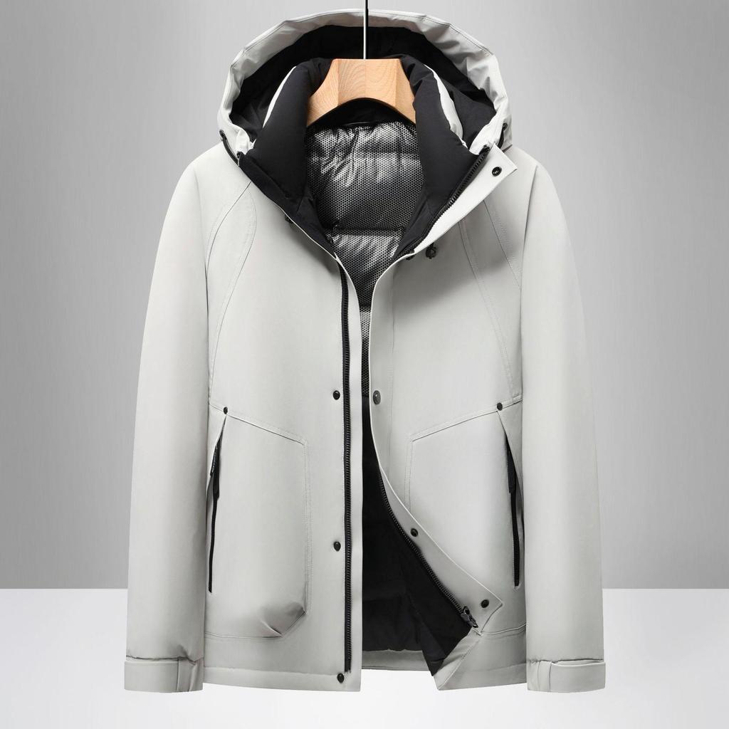 High Fill Power Men's Hooded White Duck Down Jacket - Trendy, Thickened, Cold Protection