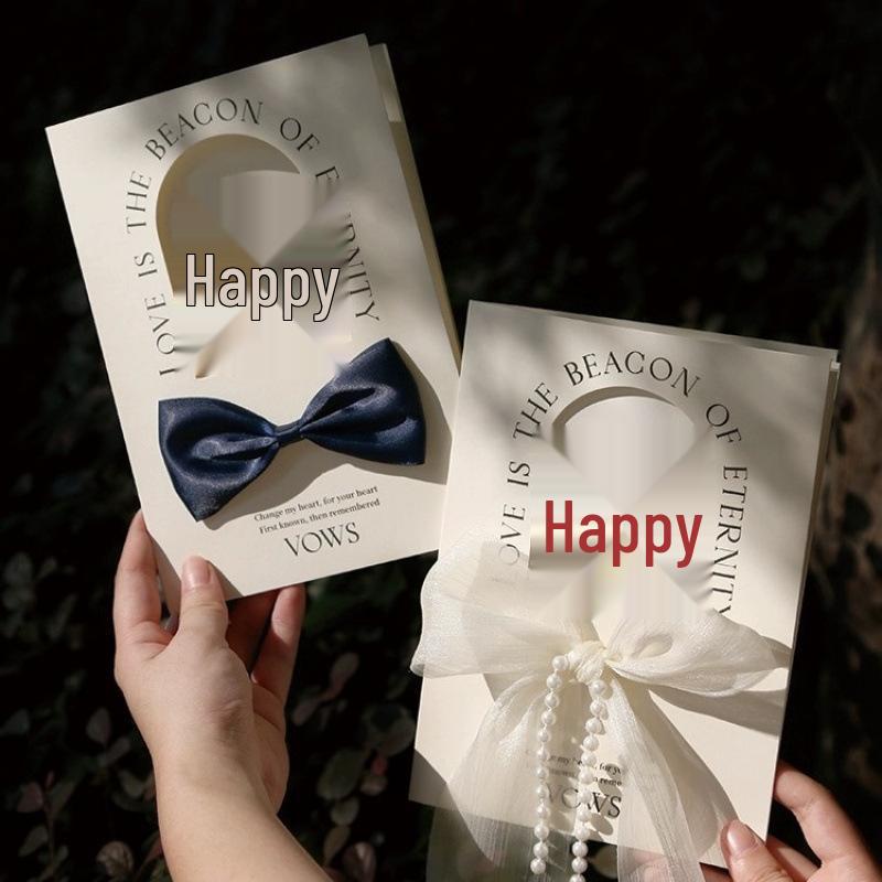 Elegant Bride & Groom Wedding Vow Cards: Creative High-End Handwritten Declaration Set