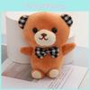 Adorable Plaid Bowtie Teddy Bear Plush Toy Soft Crystal Velvet Keychain Bag Accessory