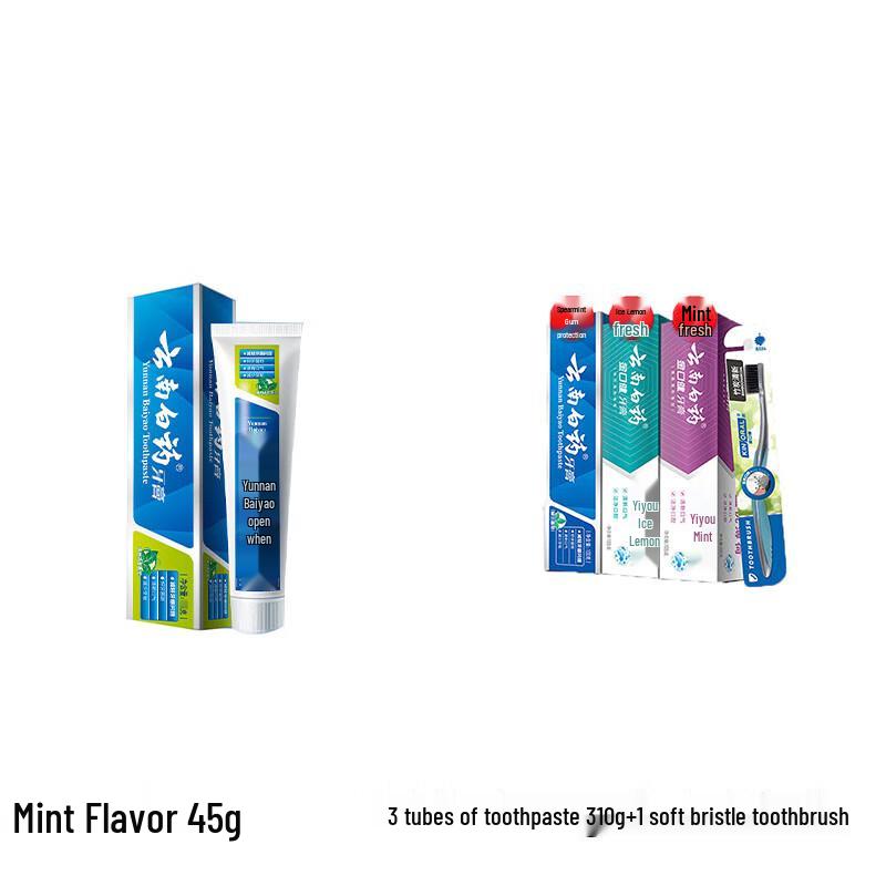 Yunnan Baiyao Classic Mint & Probiotic Toothpaste Combo with Brush