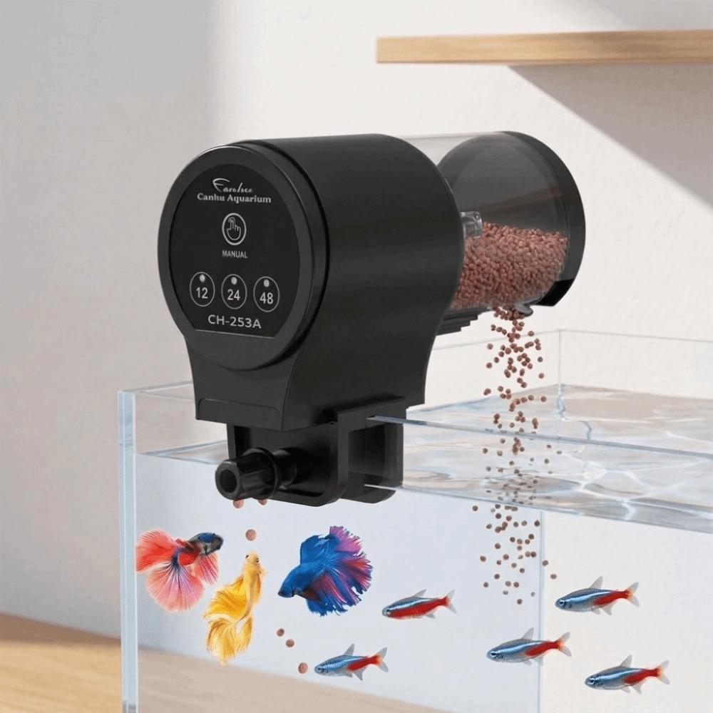 Intelligent Automatic Fish Feeder 12/24/48H Waterproof Fish Tank Feeder with Timer Large Capacity Food Dispenser Koi
