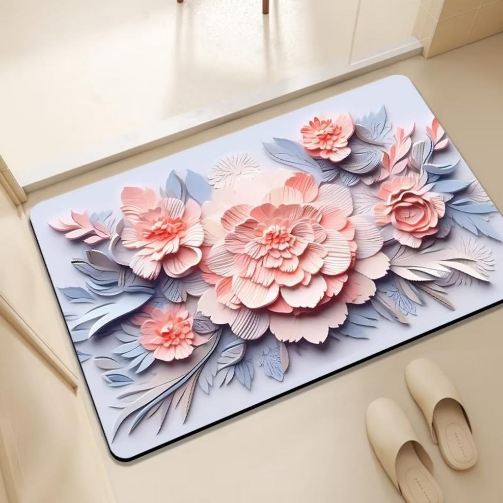 Diatom Printing Bathroom Thickening Mat Bath Non-slip Carpets In Wash Basin Bathtub Side Floor Rug Shower Room Doormat Memory Foam 3D Pad