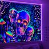 Skull Flower Uv Fluorescent Tapestry Needs Uv Illumination Aesthetic Decorative Wall Hanging For Bedroom