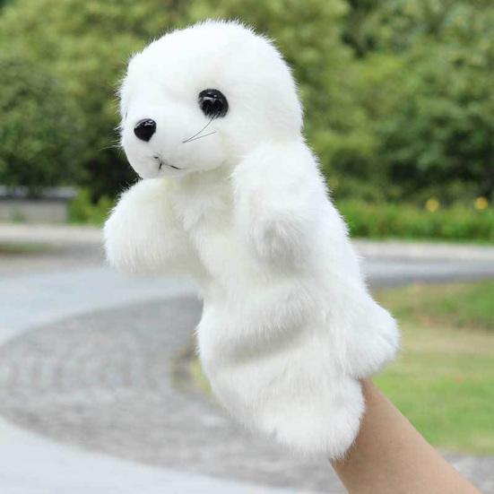 26cm Animal Hand Puppet Soft Cozy Touch Lovely Plush Toys Flexibility Training Interactive Toy Cartoon Sea Lion Doll Hand