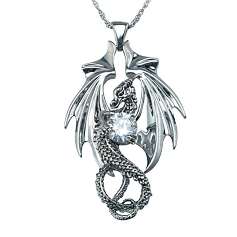 Buy Trendy Silver Color Dragon Necklace 