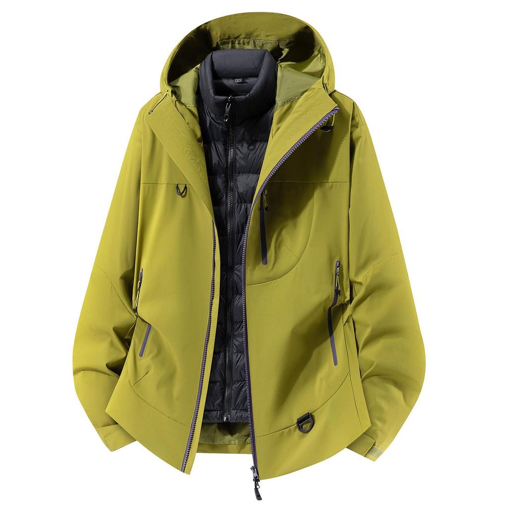 New A/W Unisex 3-in-1 Shell Jacket with Detachable Down Liner - Windproof & Waterproof for Outdoor Adventures