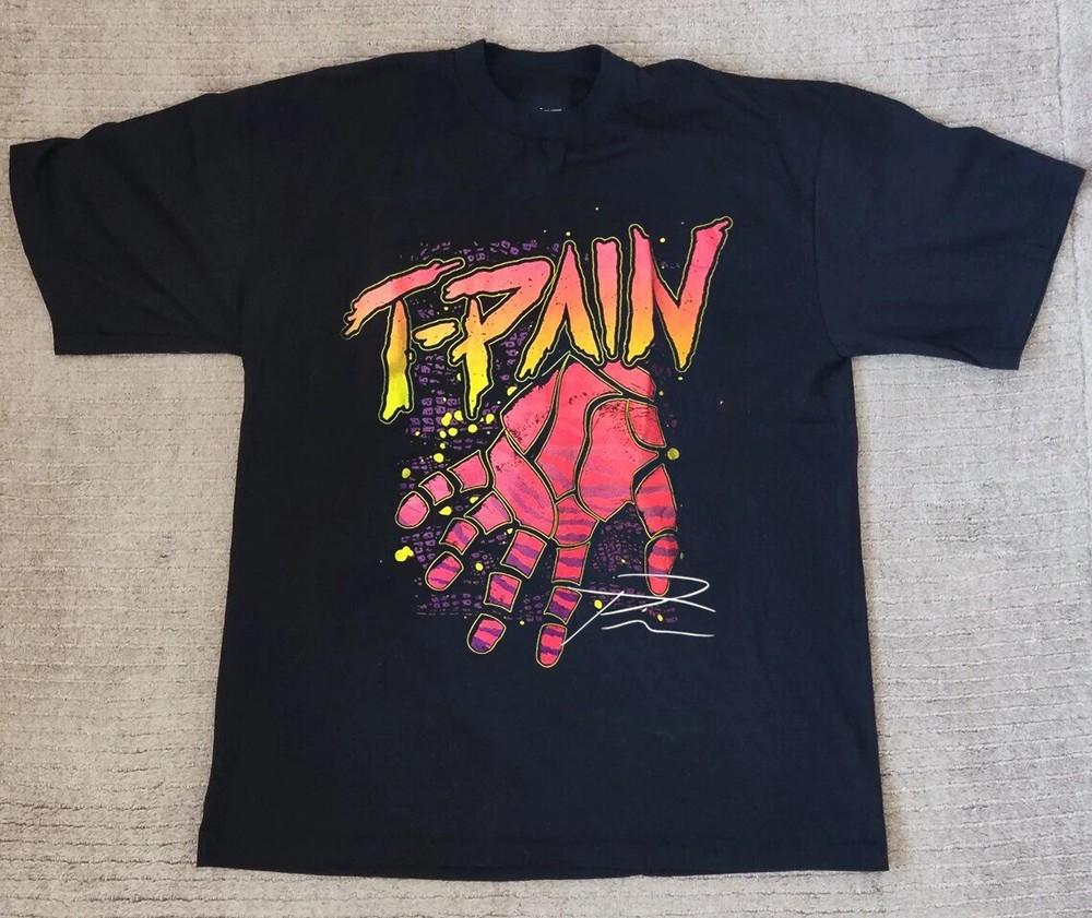 T-pain Rapper Hand Black Cotton Short Sleeve T Shirt Size S-5XL Unisex T-Shirt XXL