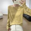 Slim-fit elastic mask shirt women's simple versatile top spring long-sleeved inner white bottoming shirt