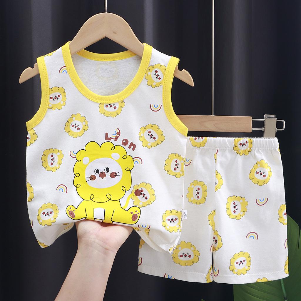 Children's Cotton Pullover Sets - Summer Boys' And Girls' Sleeveless T-shirts And Shorts Sets