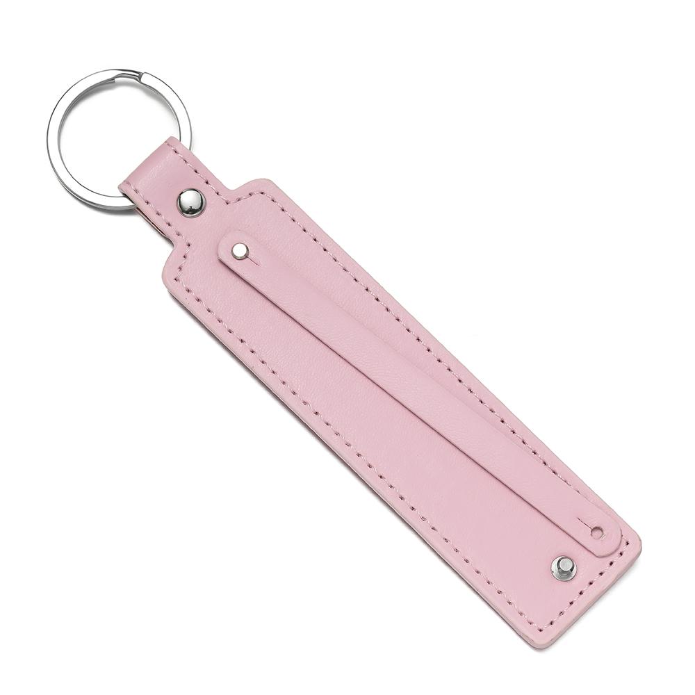 1pc Creative PU Leather Keychain Business Gift Leather Party Blank Car Key Chains Simple Metal Key Rings DIY Accessories