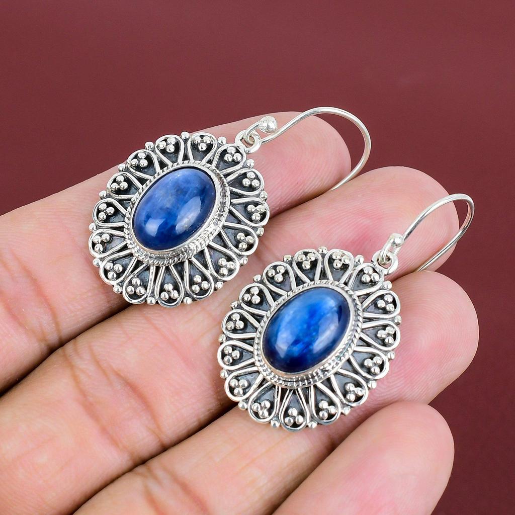 Kyanite Earrings Vintage Gemstone Earring 925 Sterling Silver Earring Unique Style Jewelry Handmade Earrings Gifts For Her Stylish Earring