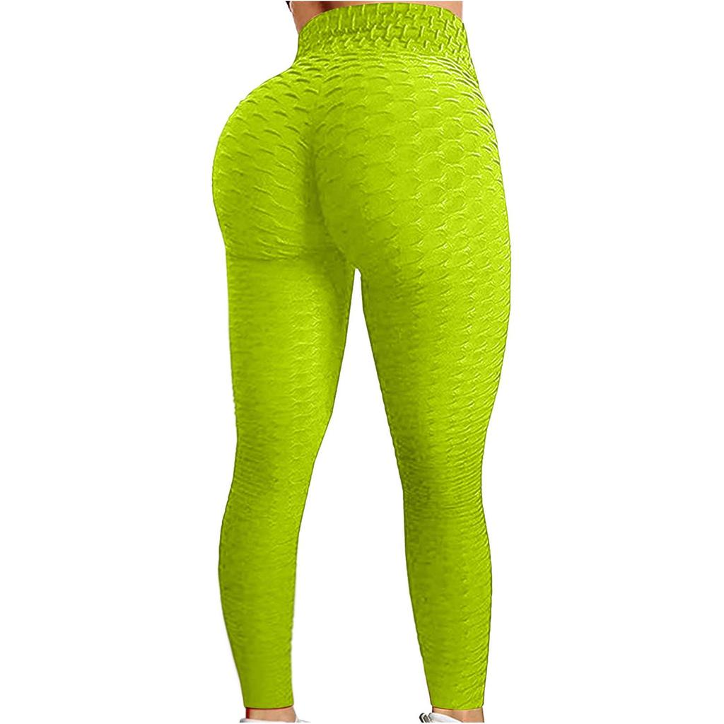 Europäische Schnelltrocknende Karierte Fitness-Yogahose, Po-Hebendes Blasen-Design, Damen Mehrfarbige Lange Freizeithose