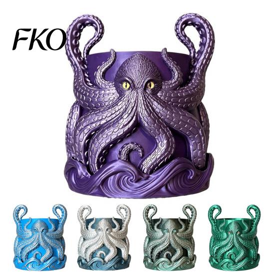 Decorative Desk Pen Holder 3D Printed Octopus Planter, Artistic Coastal Plant Pot, Small Foliage Herb Pot Container for Cactus, Succulents,