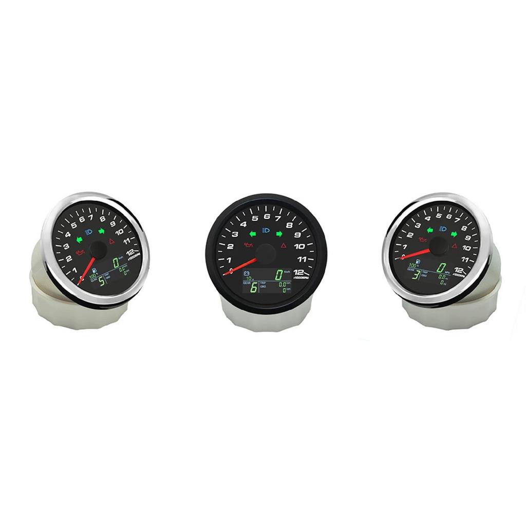 ELING Motorcycle Universal 85mm GPS Speedometer 0-299km/h MPH with 0-12000RPM Tachometer Trip Odometer with Gear Number N 1-6