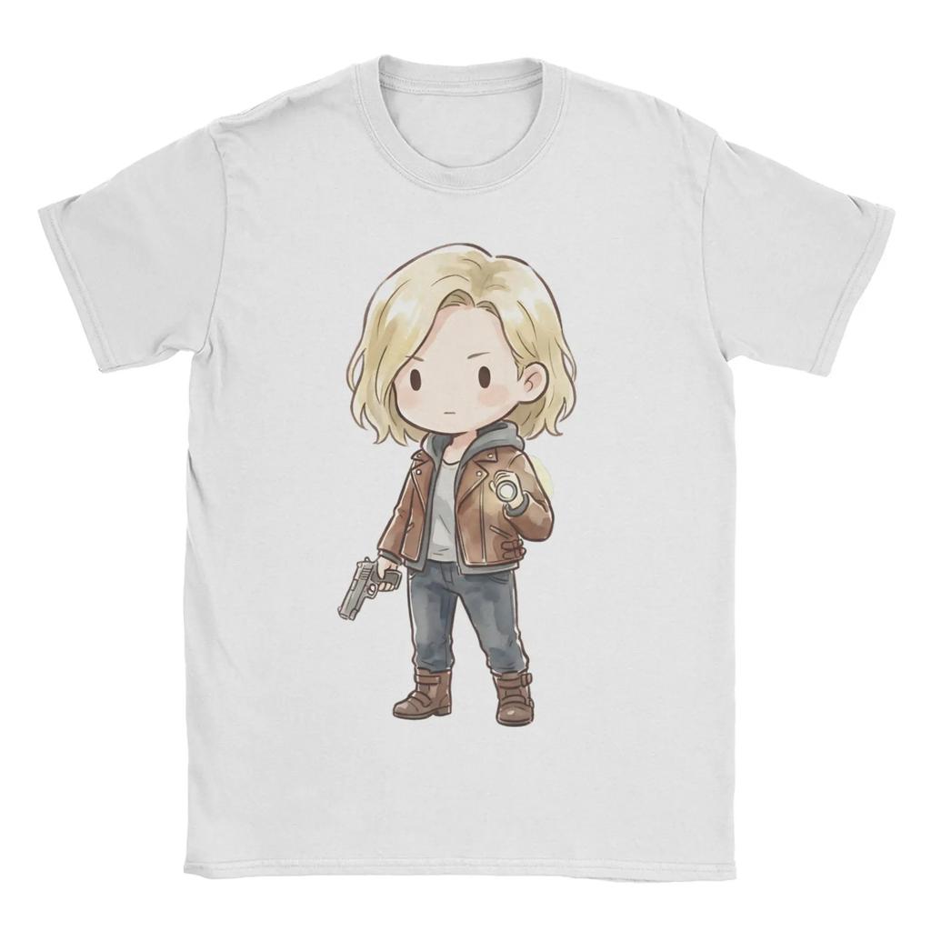 Resident Evil Leon Partner Chibi Style Unisex TShirt Cotton Casual Short Sleeve Gaming Tee Comfortable Tshirts