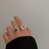 Retro Hiphop Black Heart Ring Jewelry Set Men Women Anillos Aesthetic Anel Accessories Gift