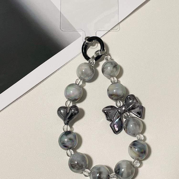 New Beaded Bow Car Keychain Mobile Phone Pendant Paint Ring Pearl Accessories Bag Decoration Key Chains for Women