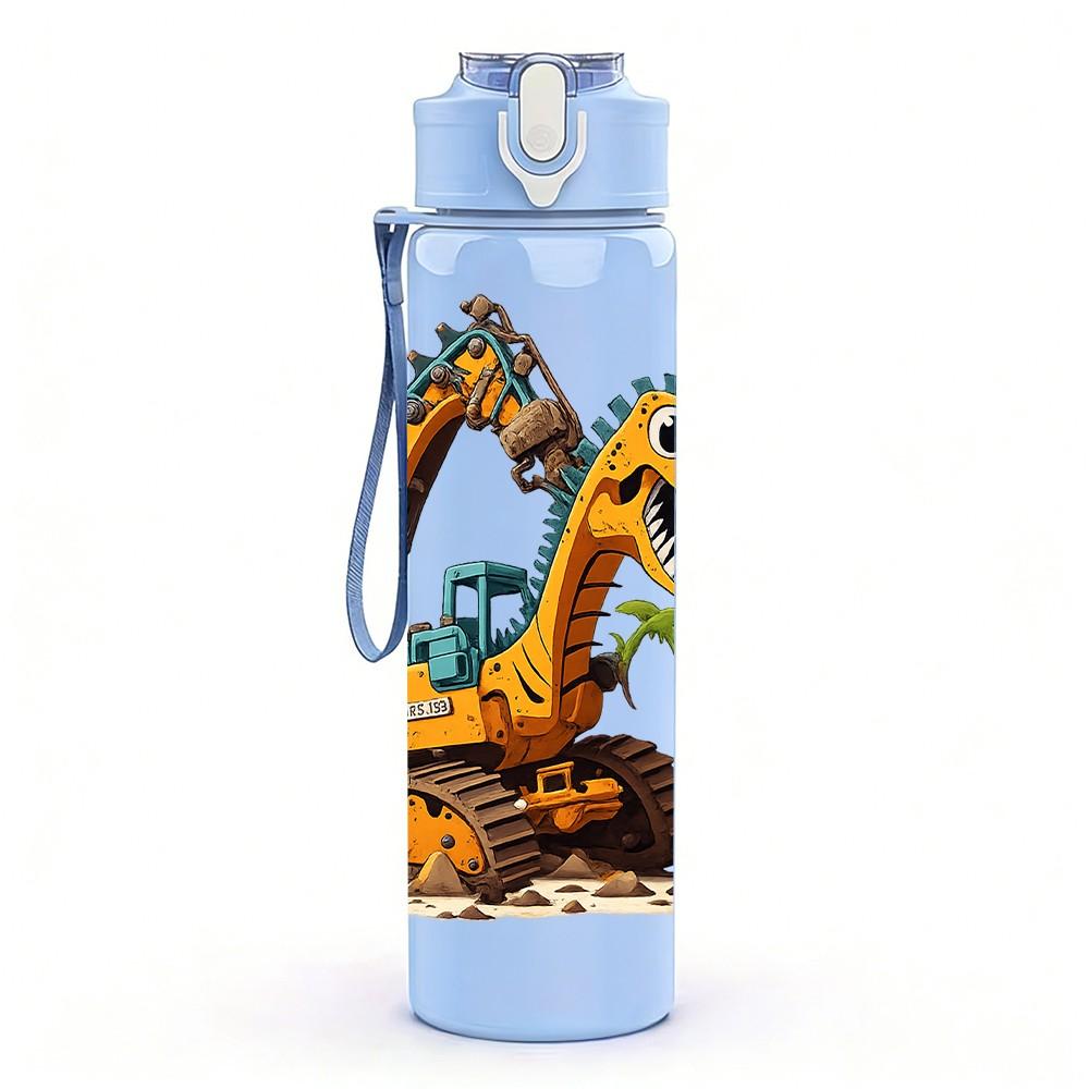 1PC Cool Dinosaur Monster Cartoon Print 750ml Color Plastic Sports Water Bottle Leakproof Flip Straw Lid Suitable for Sports Office Home Use