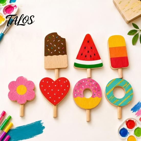 Painting Supplies Unfinished Wood Popsicle, Summer Ice Cream Shaped Wooden Shapes Paint Craft for DIY Projects Home Decoration Holiday Crafts