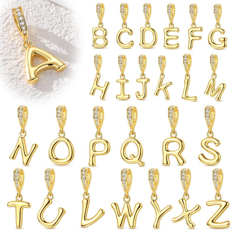 Decorative Charms Genuine Copper Golden Pendant Piece Letter Name Charm Decorations Bead Elements Suitable For Authentic Bracelet Style For Women