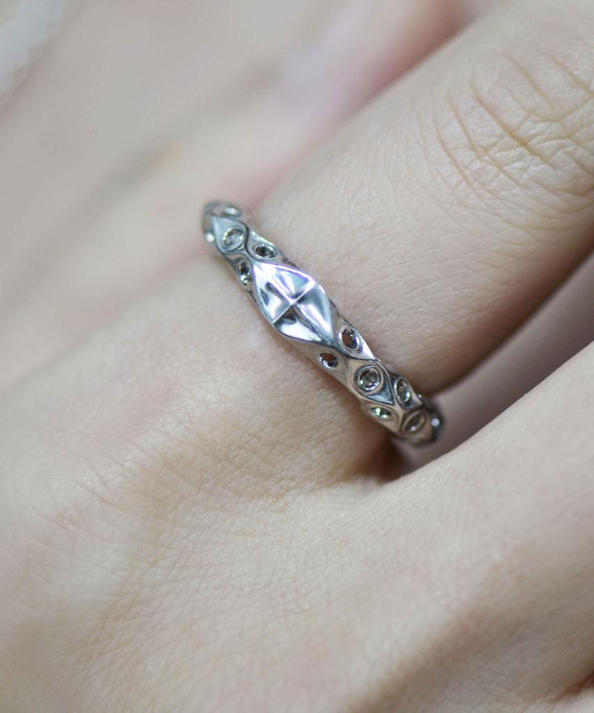 Vivus Panal White Gold Silver Ring
