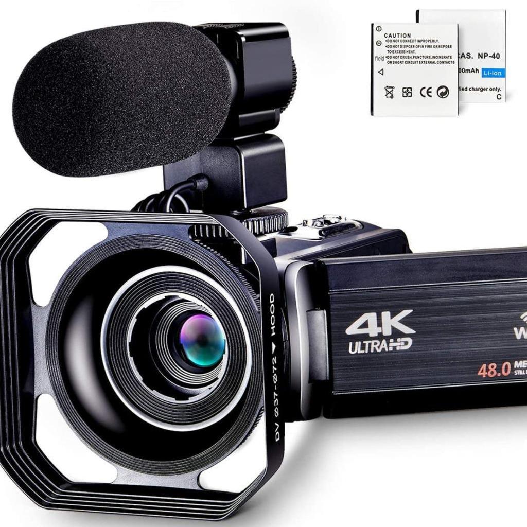 4K HD 48MP Digital Camera & Video Recorder with Mic and Touchscreen