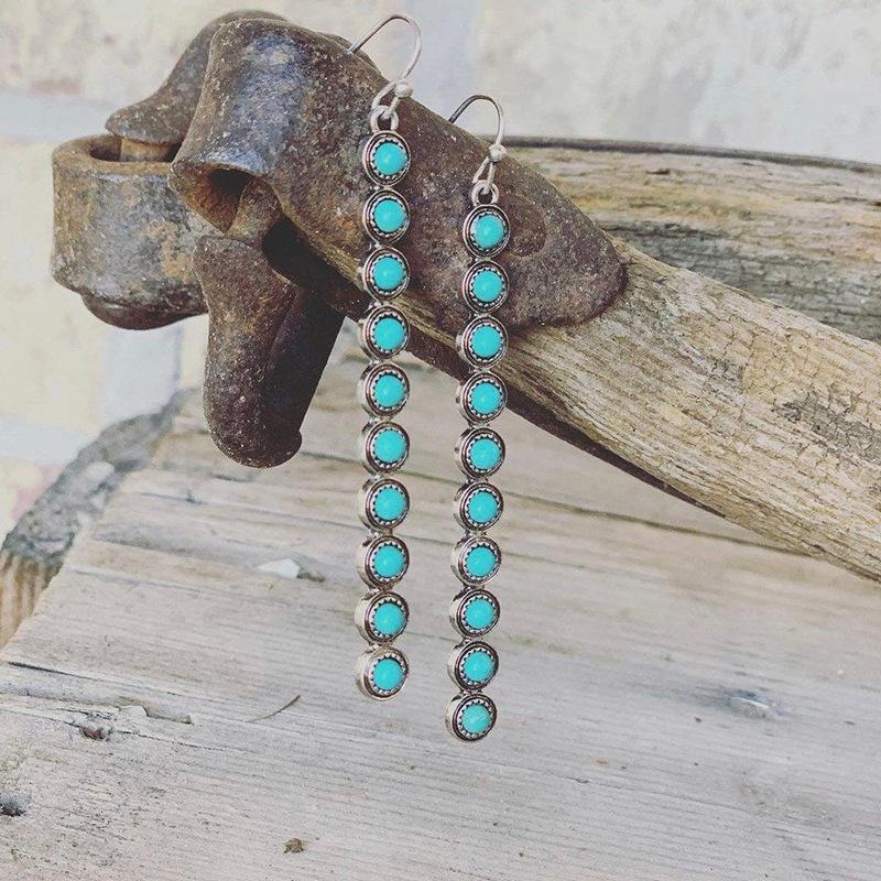 

Long Beads Drop Dangle Earrings for Women New Boho Summer Zircon Women Beach Earrings Accessories Blue