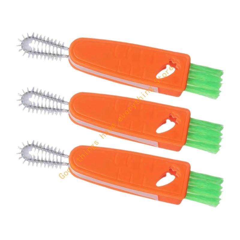 3PCS Carrot Cup Cleaning Brush For Bottles Straws Cleaning Ergonomic Handle Cleaner Kitchen Cleaning Tool 55KF