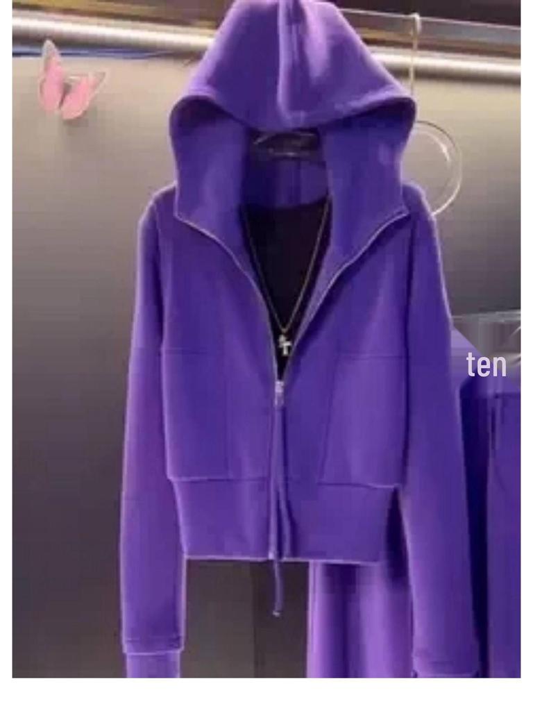 Korean Style Age-Reducing Casual Two-Piece Set: Hooded Sweatshirt & Wide-Leg Pants for Autumn/Winter 2025