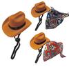 Pet Cowboy Hat Mini Pet Cosplay Cap Dress-up Bandana Scarf Halloween Costume Accessories for Small Medium Dogs Cats Party Decoration