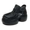 Fashion Retro Genuine Leather Thick Sole Platform Shoes Women 2024 Summer New Waterproof Comfort Round Toe Handmade Sandals