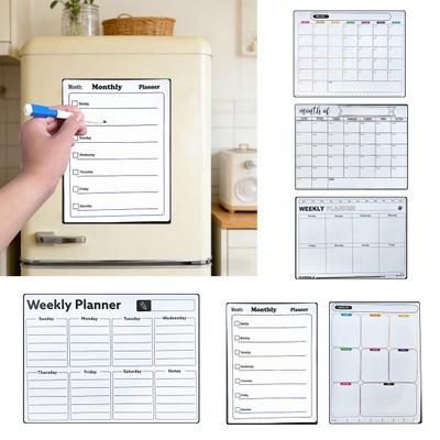 Quadro Branco Magnético Apagável para Geladeira Calendário Mensal Reutilizável & Planejador Semanal Estilo Quadro Negro Bloco de Notas Quadro de Mensagens para Cozinha