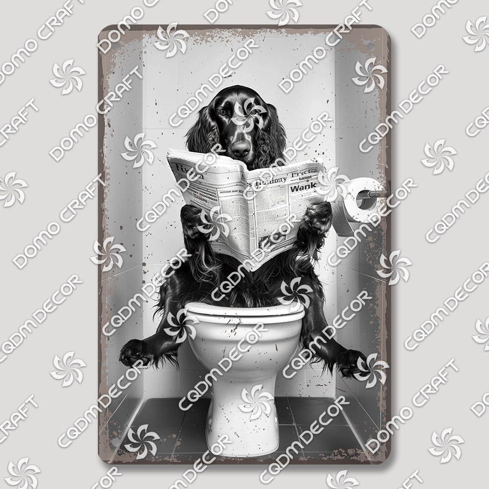 Funny Toilet Tin Sign Vintage Metal Poster Rabbit Raccoon Cat Dog Metal Plates Retro Wall Decor for Cafe Bathroom Home