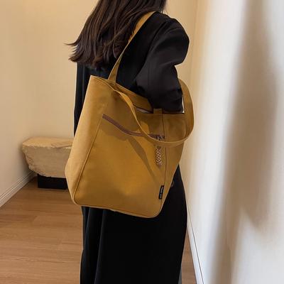 Bolso de hombro minimalista informal, bolso sólido de nicho de gran capacidad, estilo Preppy de alta calidad, bolso de lona versátil para ir al trabajo