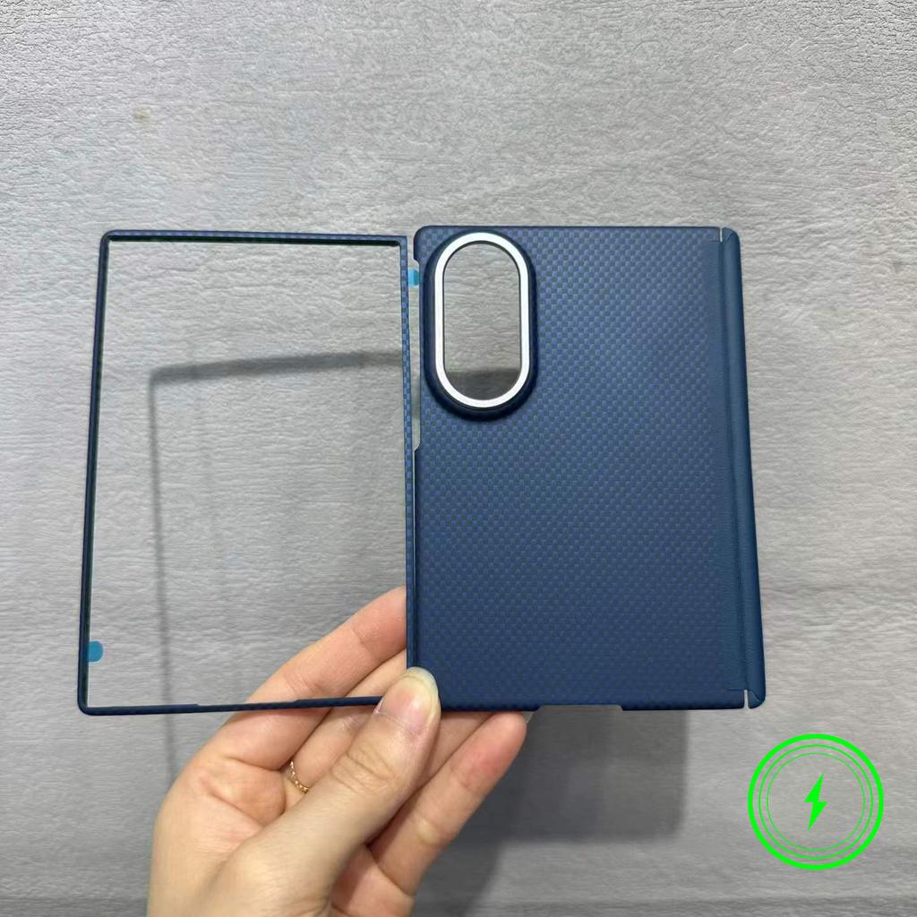 600D Kevlar Carbon Fiber Texture Magnetic Case for Samsung Galaxy Z Fold 8 Hinge Protection for MagSafe Wireless Charging Cover