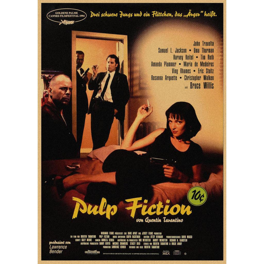 Pulp Fiction Retro Kraft Paper Poster - Classic Bar Wall Decoration