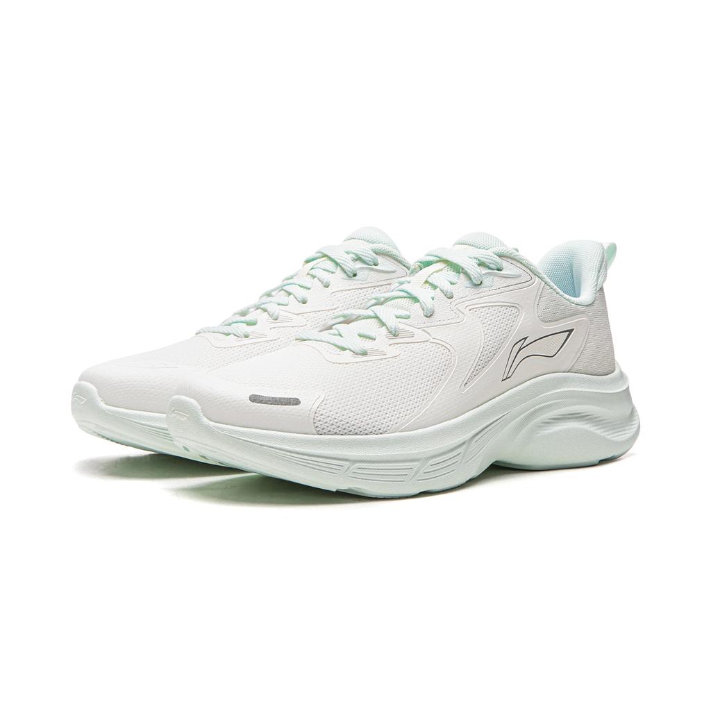 Li Ning Cushioning Slip Resistant Abrasion Resistant Support Lightweight Low top Running Shoes Women's White Blue ARSW046-4