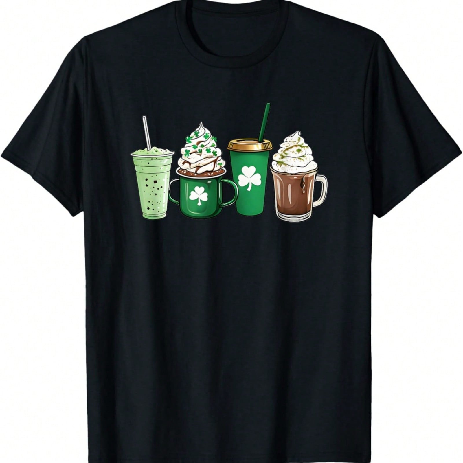St. Patrick s Day Coffee And Shamrock Design T-Shirt S разноцветный