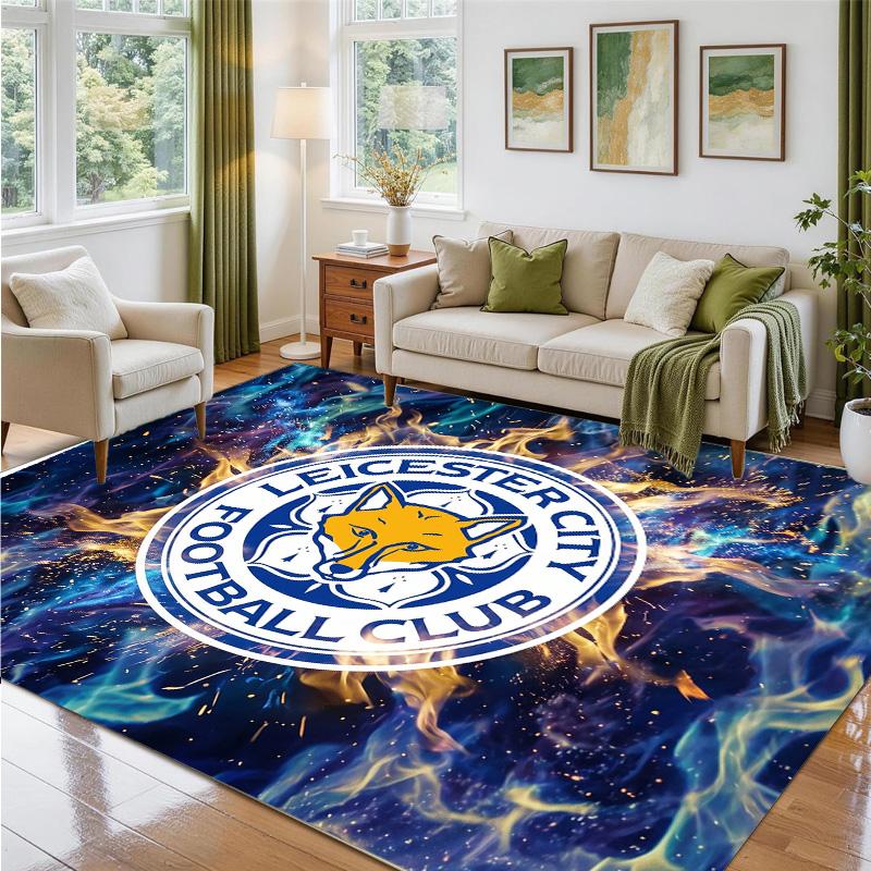 Leicester City Football Design Crystal Velvet Rug Soft Decorative Mat for Bedroom Entrance