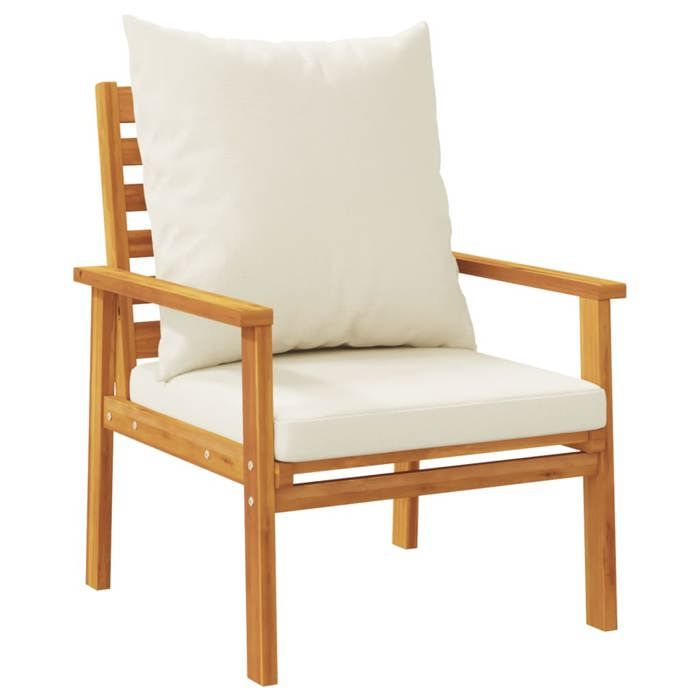 VidaXL Lot de 2 Fauteuil de Jardin avec Coussin, Chaises avec Accoudoirs, Sièges avec Dossier Patio Terrasse Extérieur, Bois 366375