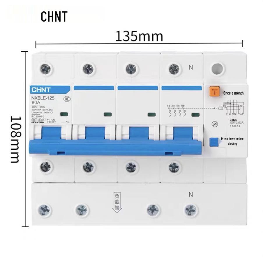 Chint 2P MCB Circuit Breaker with Air Switch, 220V RCD, 32A/63A, for Three-Phase Household Electrical Protection