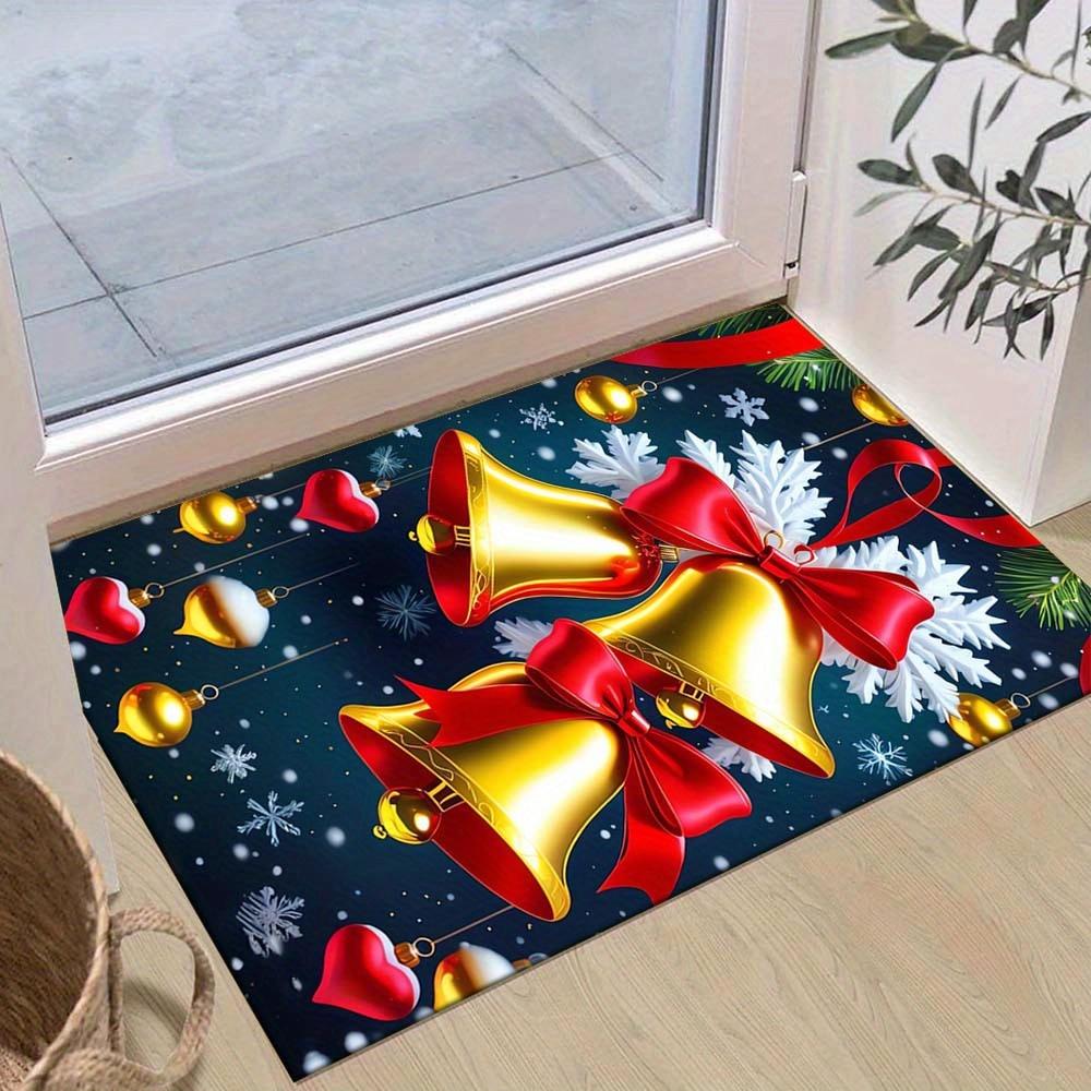 

1pc Christmas Themed Rug, Delicate Christmas Bells Print, Bedside Carpet, Non slip Laundry Room Mat, Machine Washable Water Absorbing Entran 60cm by 90cm