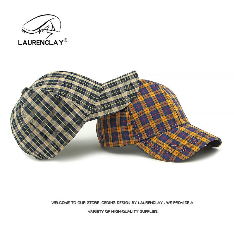 Hat Men's Ladies Spring and Summer Retro Plaid Cap Outdoor Sunscreen Shade Simple Hard Top Plaid Baseball Cap