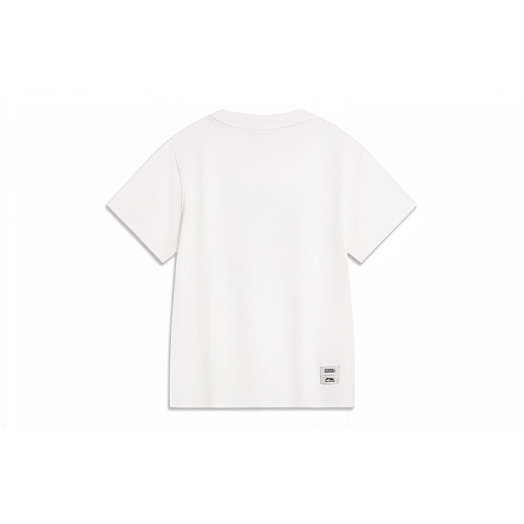 Li Ning X League Of Legends Pool Party Cartoon Pattern Printed Round Neck Short Sleeve T-Shirt Women Tops Off-White ATST808-1