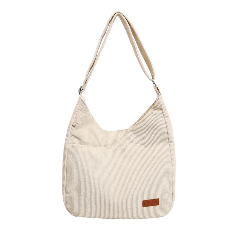 

Women s Corduroy Shoulder Bag Solid Color Crossbody Bag бежевий