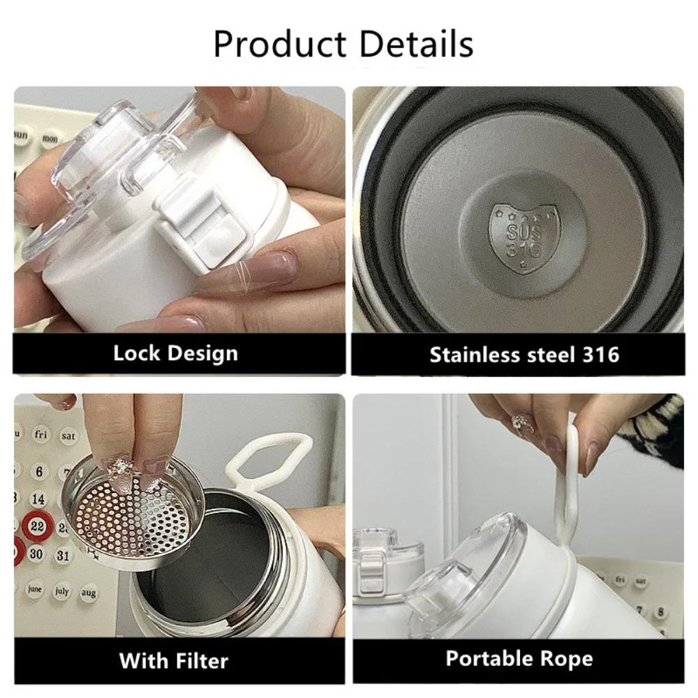 Stainless Steel Vacuum Insulation Cup 350/550ml High-capacity with Tea Partition Thermos Mugs Leak-Proof Double Layer Coffee Mug