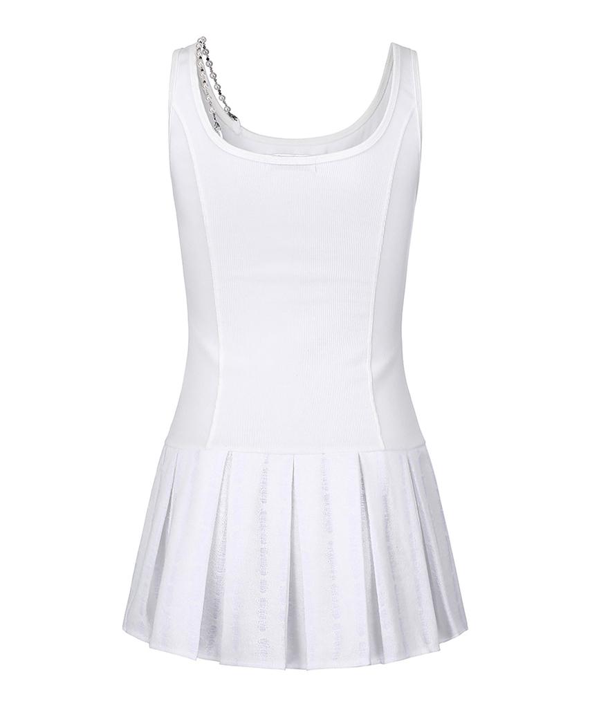 Soea [Limited Edition] Destroy Pleats Beads Dress (White)