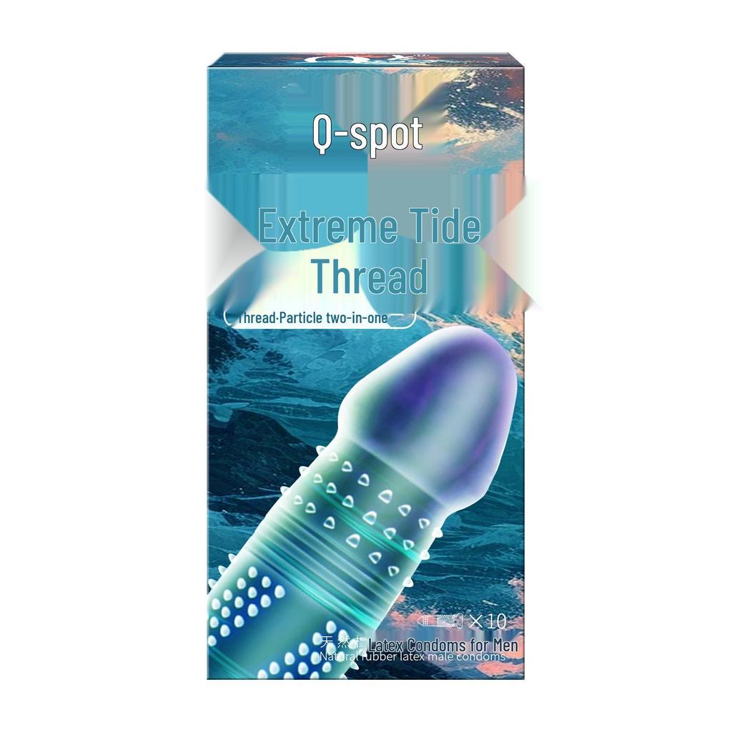 Q-point Hyaluronic Acid 001 Large Particle Delay Condoms - Long-lasting Contraceptives for Adults