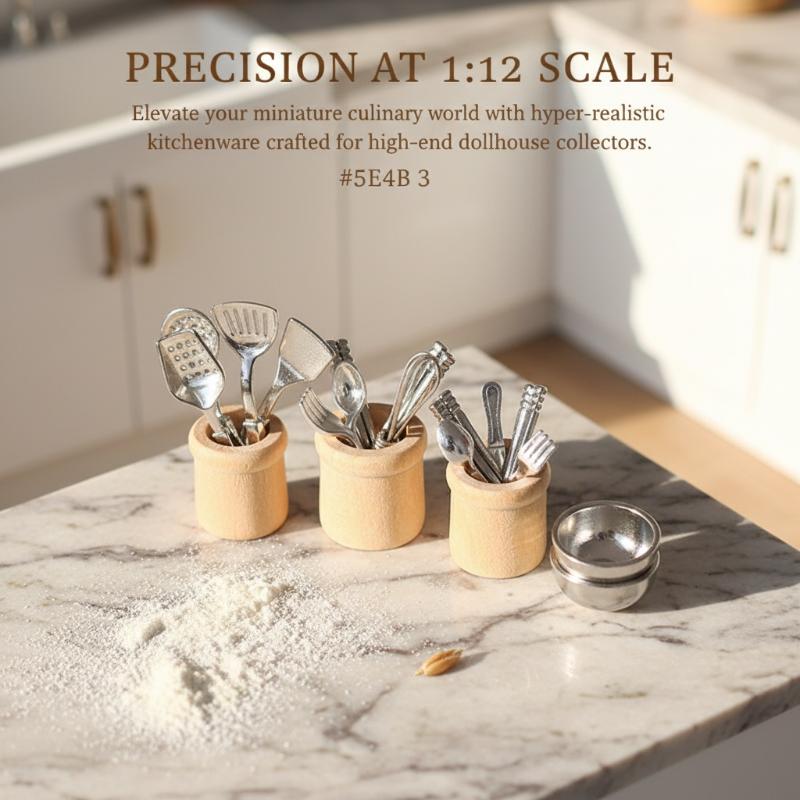 Miniature Kitchen Utensils Set Dollhouse Cookware Tools for Pretend Play Realistic Doll Kitchen Accessories Decor